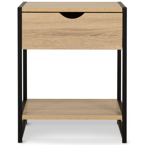Lot De 2 Tables De Chevet Detroit 1 Tiroir Avec Tablette Bois Et Métal Noir Design Industriel