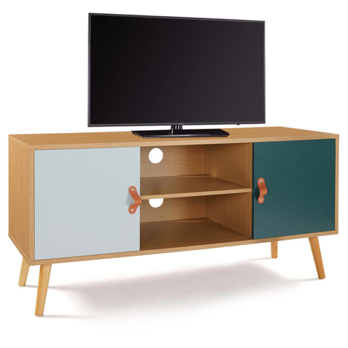 Meuble TV 113 Cm Scandinave Alize Bois Et Vert