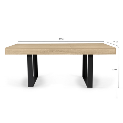 Table à Manger Extensible Rectangle Phoenix 4-8 Personnes Bois Et Noir 160-200 Cm