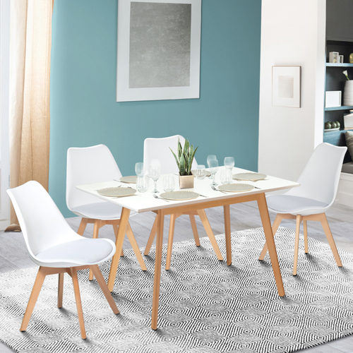 Table Scandinave Extensible Rectangle Inga 4-8 Personnes Blanche 120-160 Cm