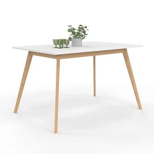 Table Scandinave Extensible Rectangle Inga 4-8 Personnes Blanche 120-160 Cm
