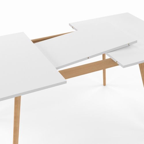 Table Scandinave Extensible Rectangle Inga 4-8 Personnes Blanche 120-160 Cm