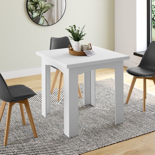 Table à Manger Extensible Rectangle Dona 4-8 Personnes Blanche 80-160 Cm