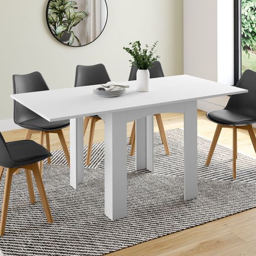 Table à Manger Extensible Rectangle Dona 4-8 Personnes Blanche 80-160 Cm