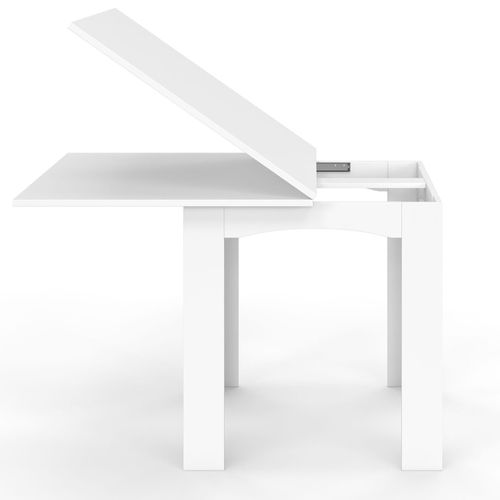 Table à Manger Extensible Rectangle Dona 4-8 Personnes Blanche 80-160 Cm