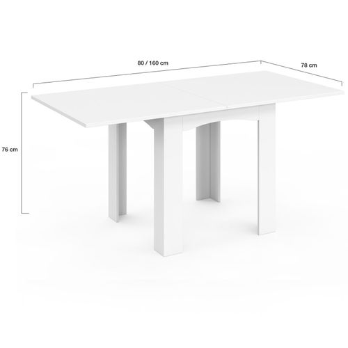 Table à Manger Extensible Rectangle Dona 4-8 Personnes Blanche 80-160 Cm