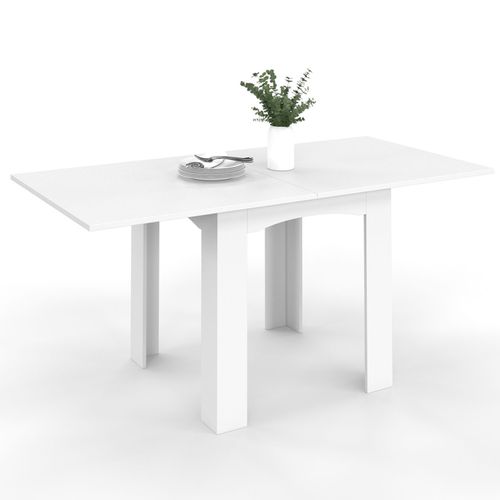 Table à Manger Extensible Rectangle Dona 4-8 Personnes Blanche 80-160 Cm