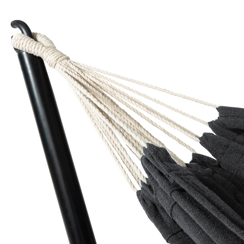 Hamac Avec Support Métal Noir Et Toile Gris Anthracite