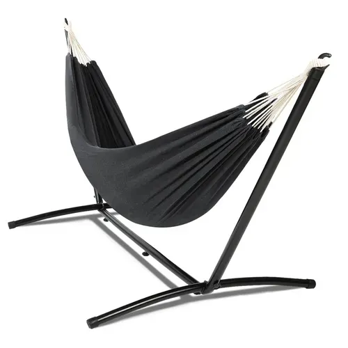Hamac Avec Support Métal Noir Et Toile Gris Anthracite