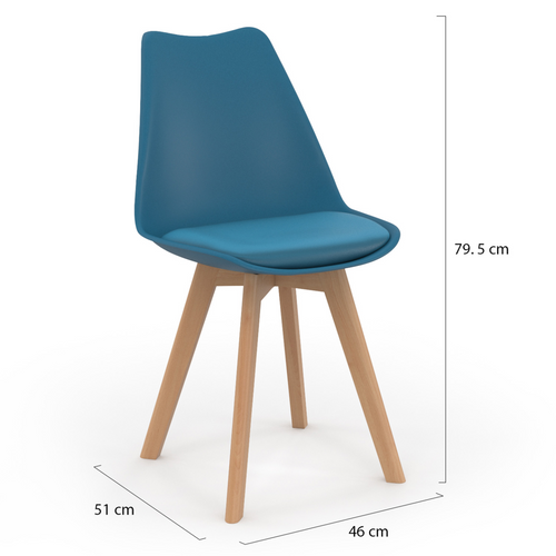 Lot De 6 Chaises Scandinaves Sara Bleu Canard Pour Salle à Manger