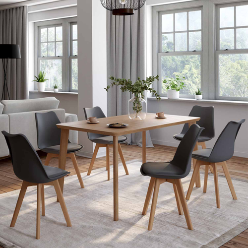 Lot De 6 Chaises Scandinaves Sara Gris Foncé Pour Salle à Manger