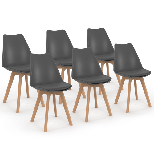 Lot De 6 Chaises Scandinaves Sara Gris Foncé Pour Salle à Manger