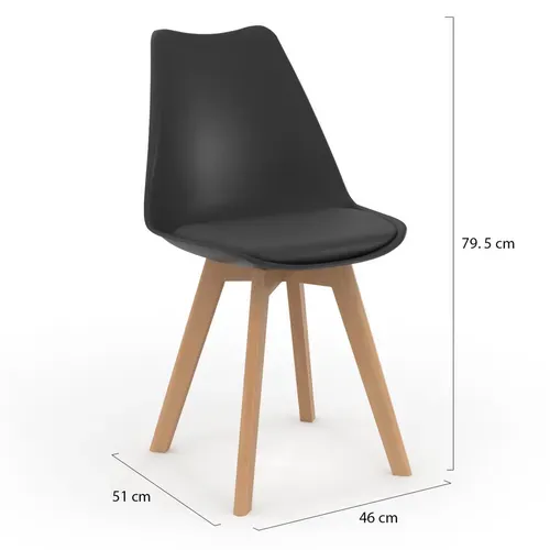 Lot De 6 Chaises Scandinaves Sara Noires Pour Salle à Manger