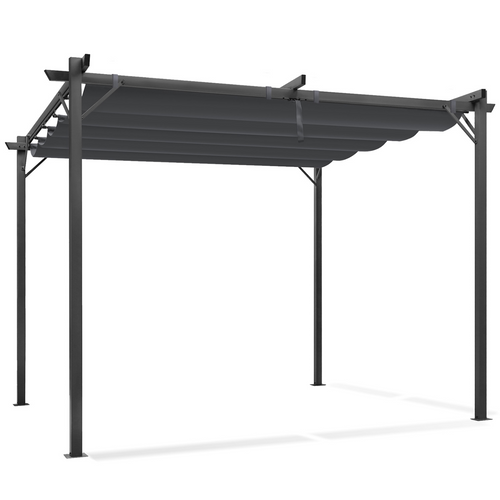 Pergola édition Spéciale Toit Rétractable 3x4 M Et 4 Stores Gris Anthracite