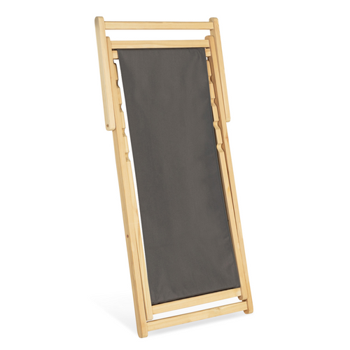 Lot De 2 Chaises Longues Pliantes Chilienne Bois Toile Gris Anthracite