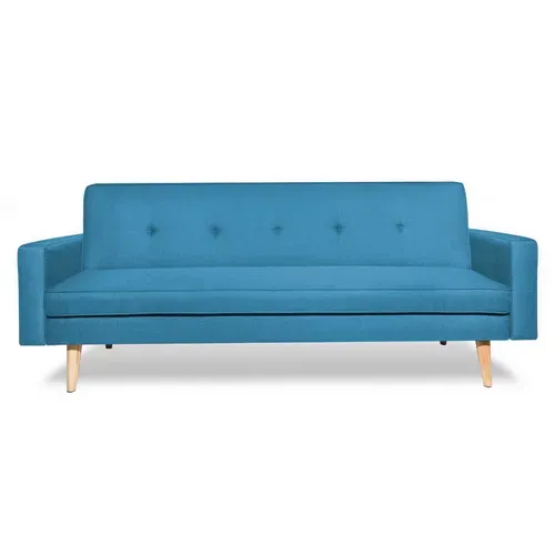 Canapé Droit Scandinave 3 Places Convertible Lars En Tissu Bleu Canard