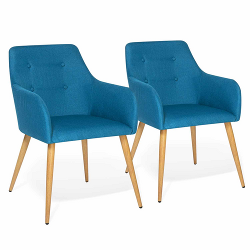 Lot De 2 Chaises De Salle à Manger Scandinaves, Fauteuils De Table Dania Bleu Canard