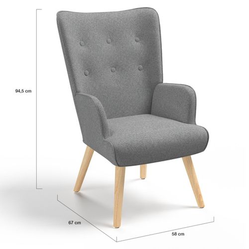 Fauteuil Scandinave Ivar En Tissu Gris Clair