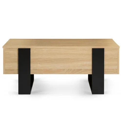 Table Basse Plateau Relevable Rectangulaire Phoenix Bois Et Noir