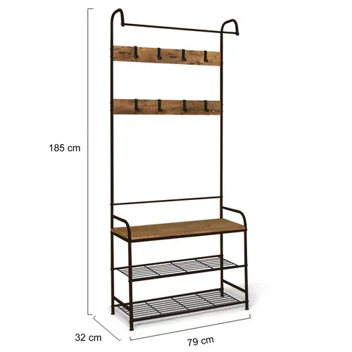 Vestiaire D'entrée Pedro 79 Cm Bois Et Noir Design Industriel