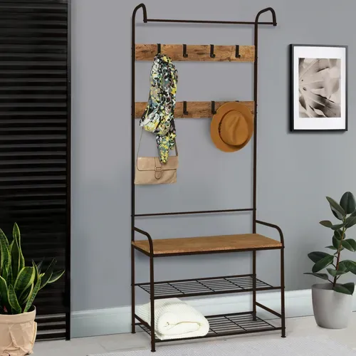 Vestiaire D'entrée Pedro 79 Cm Bois Et Noir Design Industriel