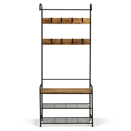 Vestiaire D'entrée Pedro 79 Cm Bois Et Noir Design Industriel