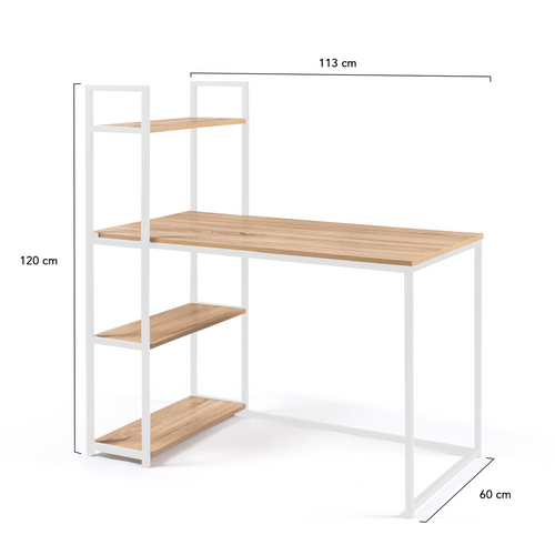Bureau Bibliothèque Detroit Design Industriel Bois Et Métal Blanc