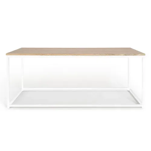 Table Basse Rectangulaire Detroit 113 Cm Design Industriel Bois Et Métal Blanc