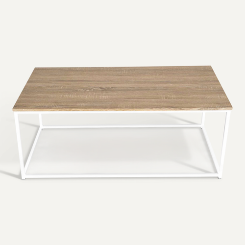 Table Basse Rectangulaire Detroit 113 Cm Design Industriel Bois Et Métal Blanc