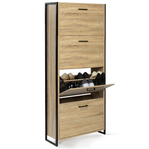 Meuble à Chaussures 24 Paires Luis 4 Portes Design Industriel