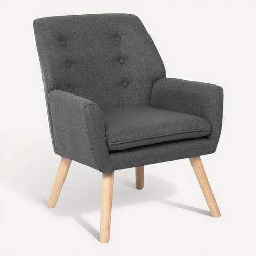 Fauteuil Scandinave Nat En Tissu Gris Anthracite