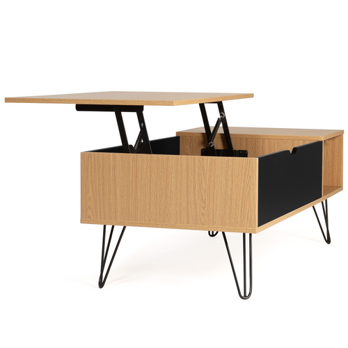 Table Basse Plateau Relevable Rectangulaire Noemi Bois Pied épingle