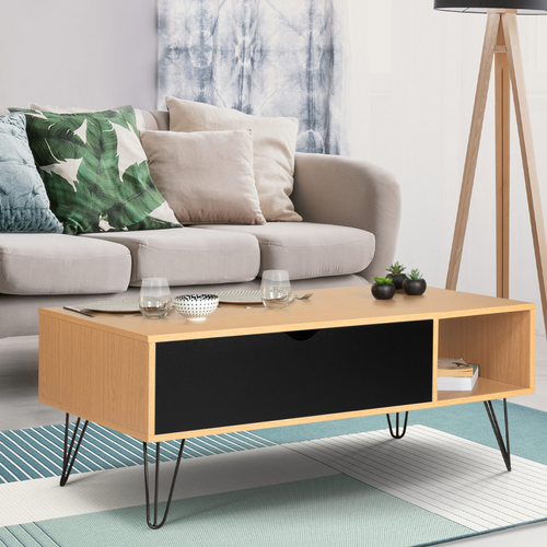 Table Basse Plateau Relevable Rectangulaire Noemi Bois Pied épingle