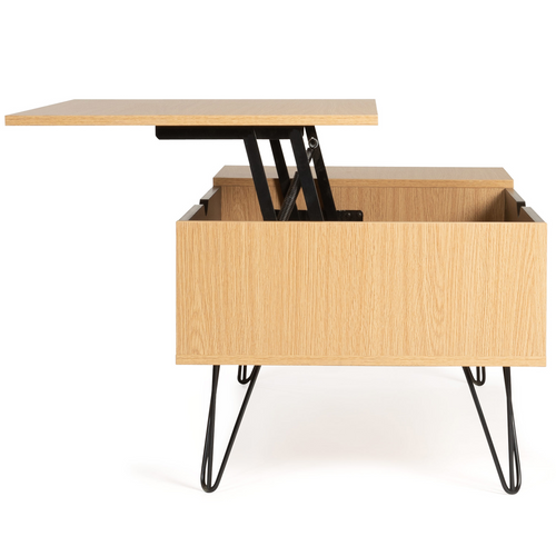 Table Basse Plateau Relevable Rectangulaire Noemi Bois Pied épingle