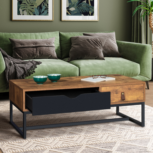 Table Basse Rectangulaire Chicago 2 Tiroirs Design Industriel