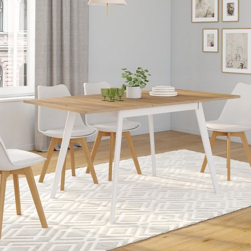 Table à Manger Scandinave Extensible INGA IDMarket - Plateau Bois, Pieds Noirs, 120-160 Cm, 4 à 8 Personnes