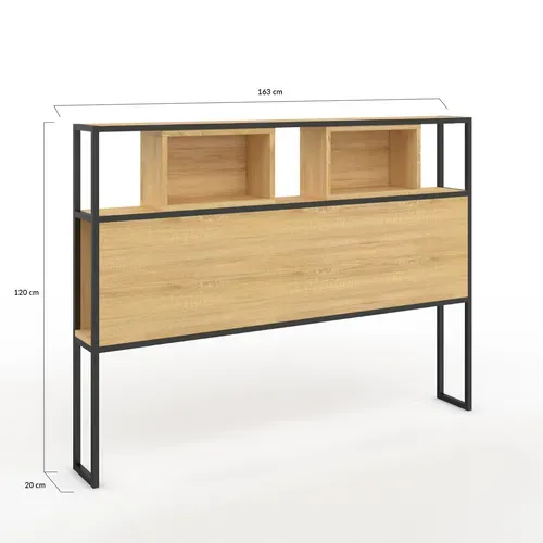 Tête De Lit Sur Pied Detroit 165 Cm Bois Et Métal Noir Design Industriel