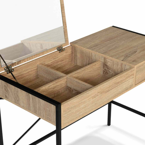 Coiffeuse Luis Miroir Rabattable Avec Tabouret Design Industriel