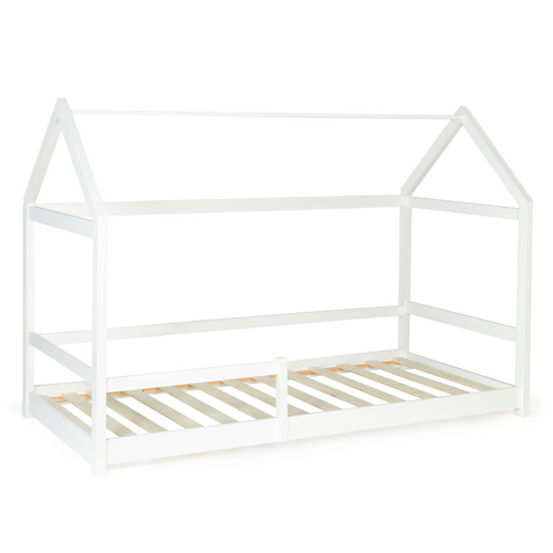 Lit Cabane Enfant 90 X 190 Cm Nessi Blanc Avec Sommier Et Barrières