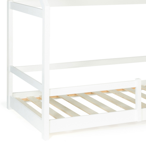 Lit Cabane Enfant 90 X 190 Cm Nessi Blanc Avec Sommier Et Barrières