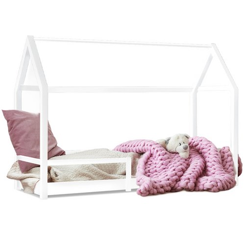 Lit Cabane Enfant 90 X 190 Cm Nessi Blanc Avec Sommier Et Barrières