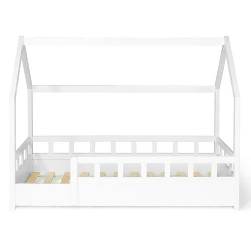 Lit Cabane Enfant 80 X 160 Cm Neree Blanc Avec Sommier Et Barrières
