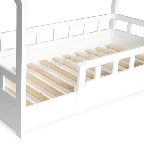 Lit Cabane Enfant 80 X 160 Cm Neree Blanc Avec Sommier Et Barrières
