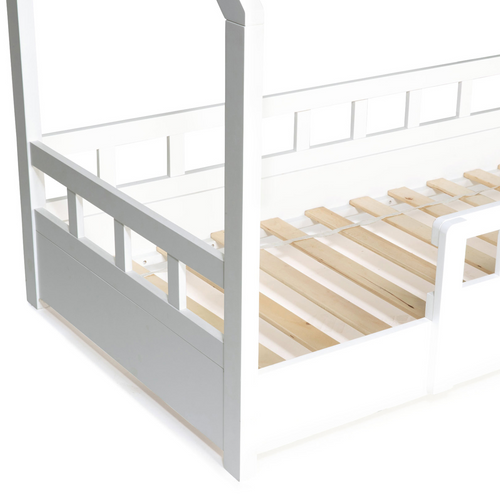 Lit Cabane Enfant 80 X 160 Cm Neree Blanc Avec Sommier Et Barrières