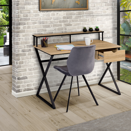 Bureau 1 Tiroir Enzo Pieds Croisés Design Industriel