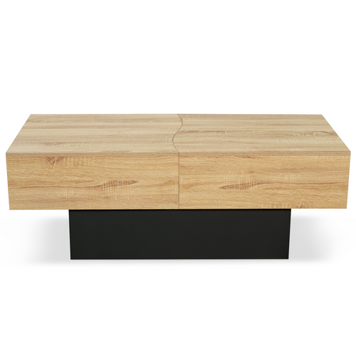 Table Basse Coulissante Rectangulaire Marta Bois Noir Et Imitation Hêtre