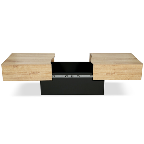Table Basse Coulissante Rectangulaire Marta Bois Noir Et Imitation Hêtre