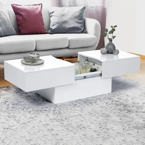 Table Basse Coulissante Rectangulaire Marta Bois Blanc