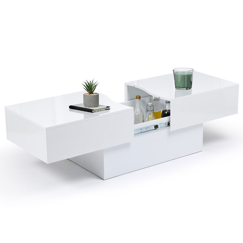 Table Basse Coulissante Rectangulaire Marta Bois Blanc