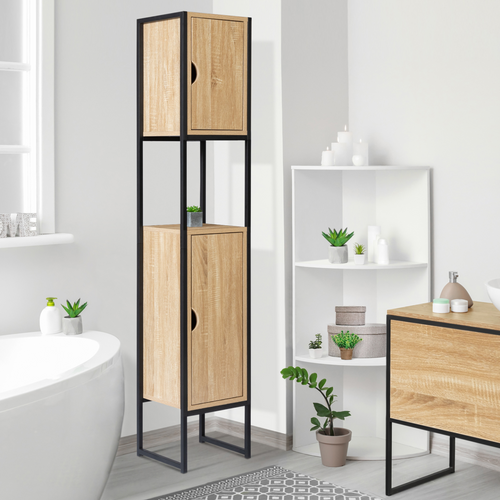 Meuble Colonne Salle De Bain Detroit 2 Portes Design Industriel